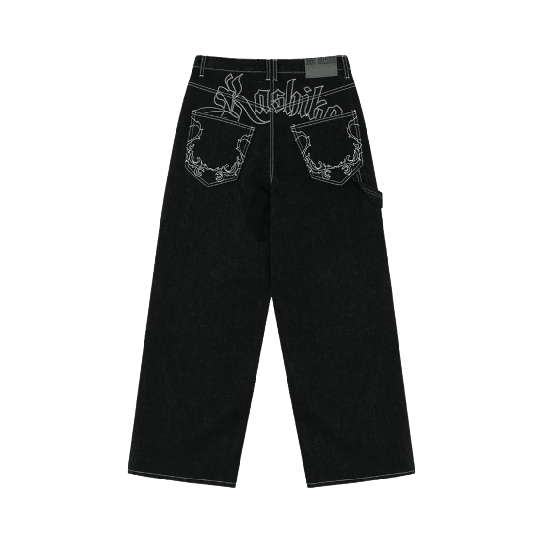 카시코 자수 논페이드 데님 팬츠 블랙