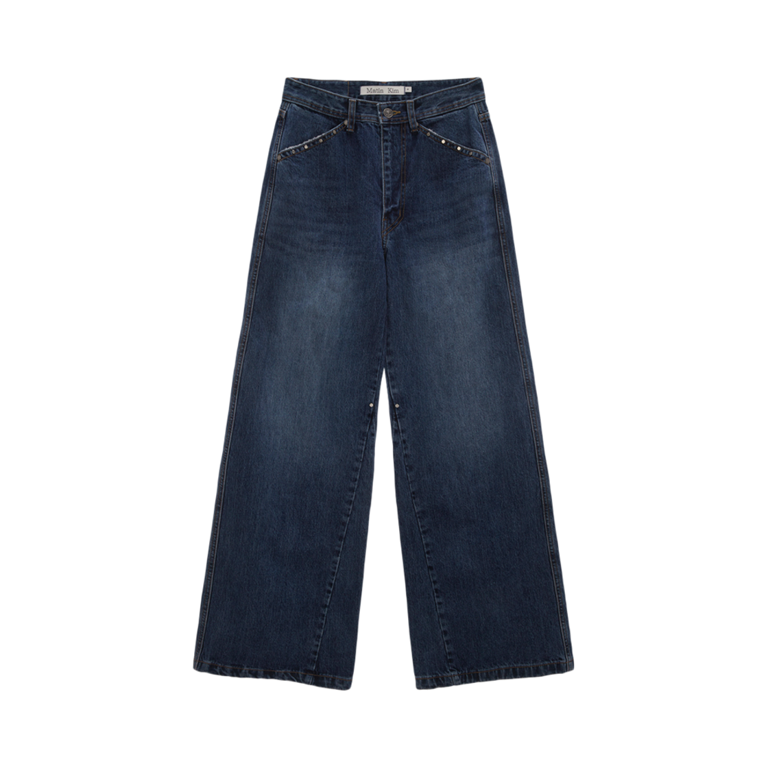 MK2434DN027MBL (W) Matin Kim Pocket Rivet Wide Denim Pants Blue