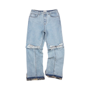 Resurrection13 Knee Destroyed Denim Pants Light Blue