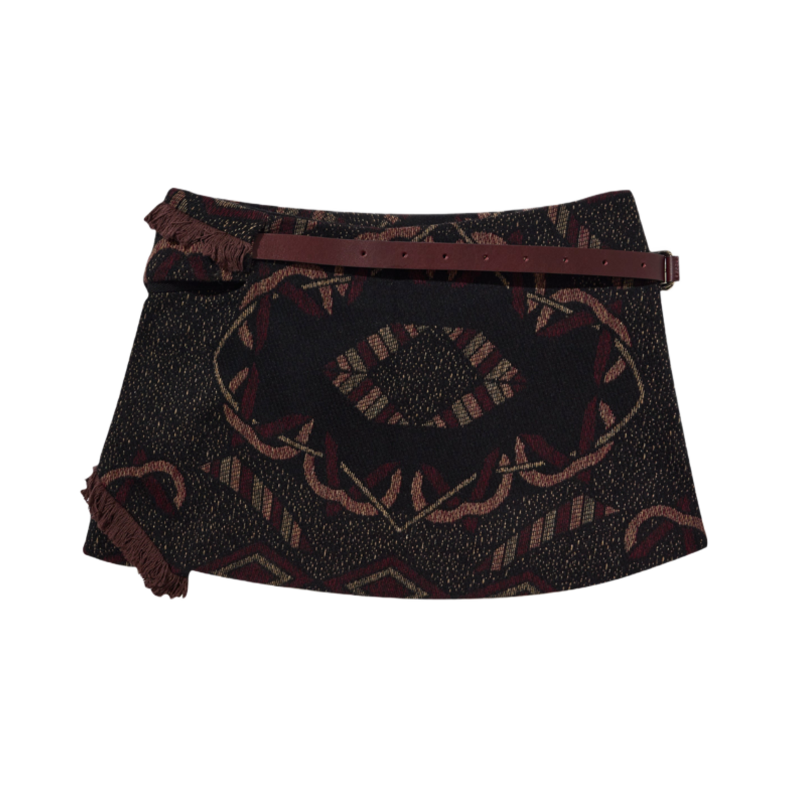 (W) 혜인 서 신치드 포켓 스커트 w/ 레더 벨트 브라운((W) Hyein Seo Cinched Pocket Skirt w/ Leather Belt Brown)