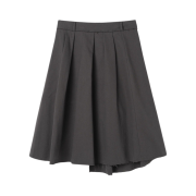 Millo Women Cut Off Pleated Skirt Charcoal Gray