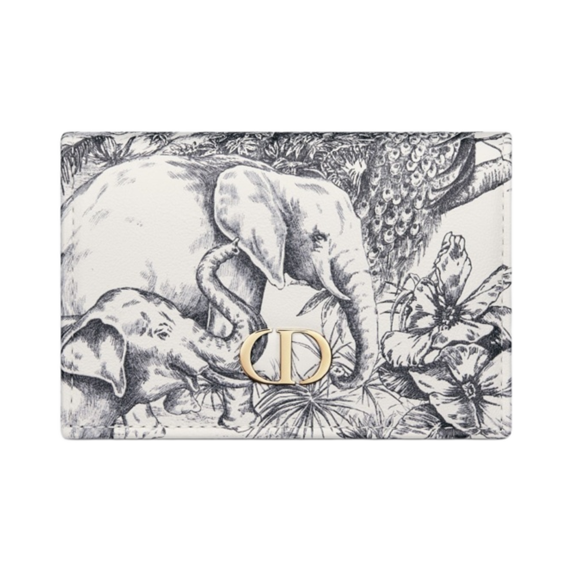 디올 카로 XS 지갑 화이트 블랙 카프스킨 트왈 드 주이 보야주 프린트(Dior Caro Xs Wallet White Black Calfskin Toile De Jouy Voyage Print) - 1