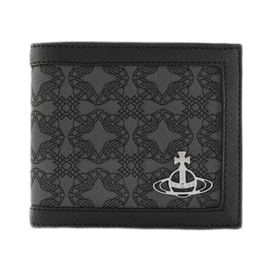 비비안 웨스트우드 리자카드 오보라마 빌폴드 미니 오브 블랙 그레이(Vivienne Westwood Re-Jacquard Orborama Billfold Mini Orb Black Grey) - 1