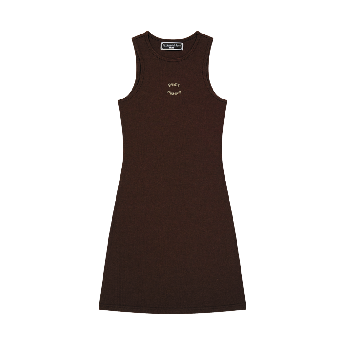H252WLSWE020BR HDEX Essential Ribbed Halter Dress Brown