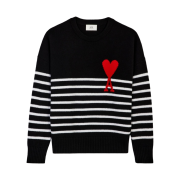 AMI de Coeur Striped Oversize Intarsia Sweater Black White