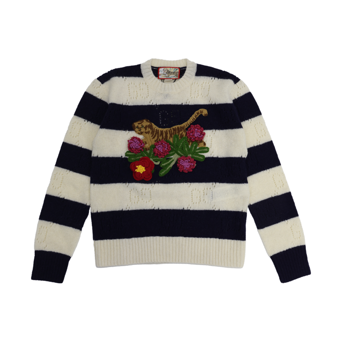 ITWBOWH8J5MU Gucci Tiger Wool Sweater With Embroidery