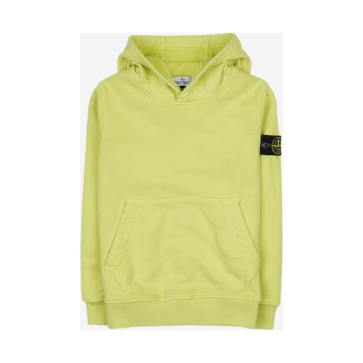 (Kids) Stone Island 61620 Garment Dyed Cotton Fleece Hooded Sweatshirt Lemon - 23FW