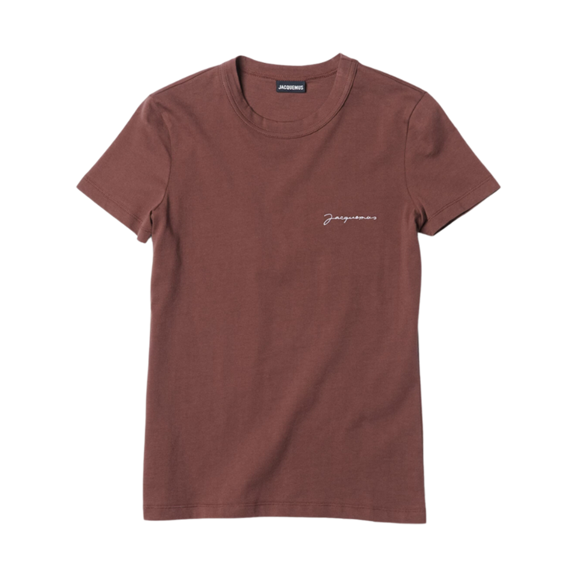 (W) 자크뮈스 르 티셔츠 브로데 자수 로고 티셔츠 브라운((W) Jacquemus Le T-Shirt Brodé Embroidered Logo T-Shirt Brown) - 1