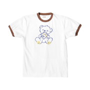 Kapital 20-T Ringer Peckish Little Bear T-Shirt White