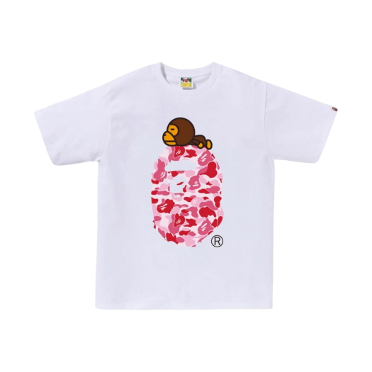 BAPE ABC Camo Milo on Big Ape T-Shirt White Pink
