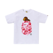 BAPE ABC Camo Milo on Big Ape T-Shirt White Pink