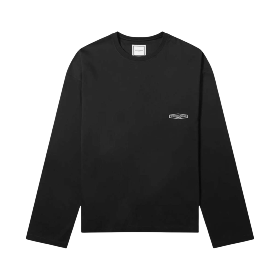 우영미 롱슬리브 화이트 백로고 티셔츠 블랙 - 21SS