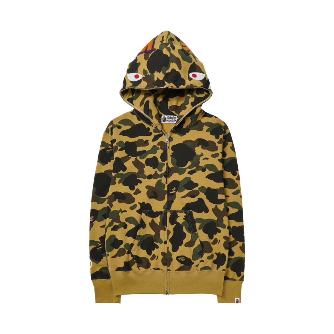 (W) 베이프 퍼스트 카모 샤크 풀 집 후드 옐로우((W) BAPE 1st Camo Shark Full Zip Hoodie Yellow) - 2
