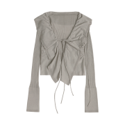 OJOS Ruffled Drape Angora Cardigan Grey