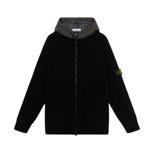 Stone Island 559A9 Cotton Chenille President Knit with Detachable Lining Black - 24FW