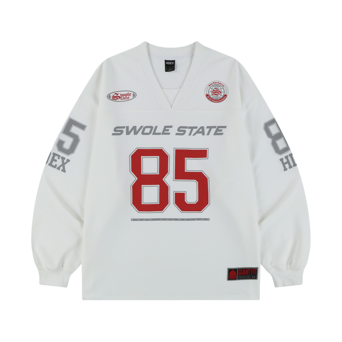 에이치덱스 자이언트핏 럭비 저지 롱 슬리브 화이트(HDEX Giant Fit Rugby Jersey Long Sleeves White)