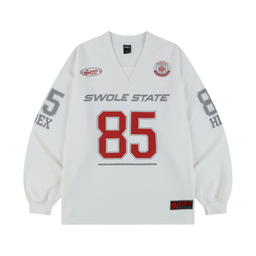 H243MLGTL010WH HDEX Giant Fit Rugby Jersey Long Sleeves White