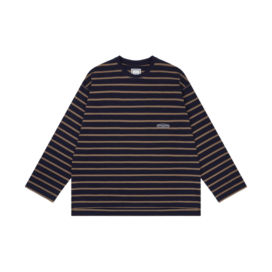 우영미 롱슬리브 스트라이프 백로고 티셔츠 네이비 카키 - 21SS(Wooyoungmi Long Sleeve Stripe Back Logo T-Shirt Navy Khaki - 21SS) - 2