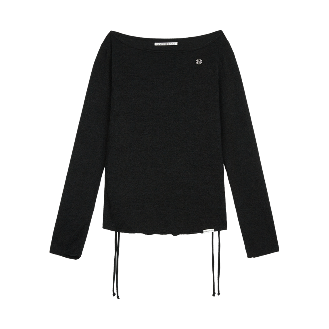 R4AK011BKOS ROCCI ROCCI Classic Symbol String Knit Long Sleeve Top Black