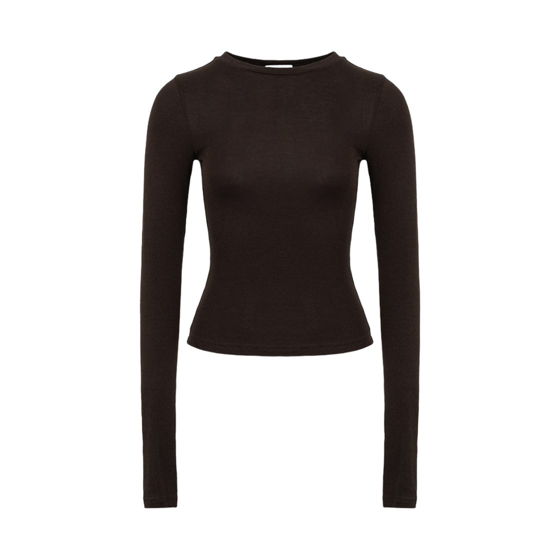 러프넥 베이직 레이어드 슬리브 브라운