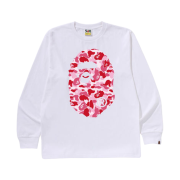 BAPE ABC Camo Big Ape Head L/S T-Shirt White Pink