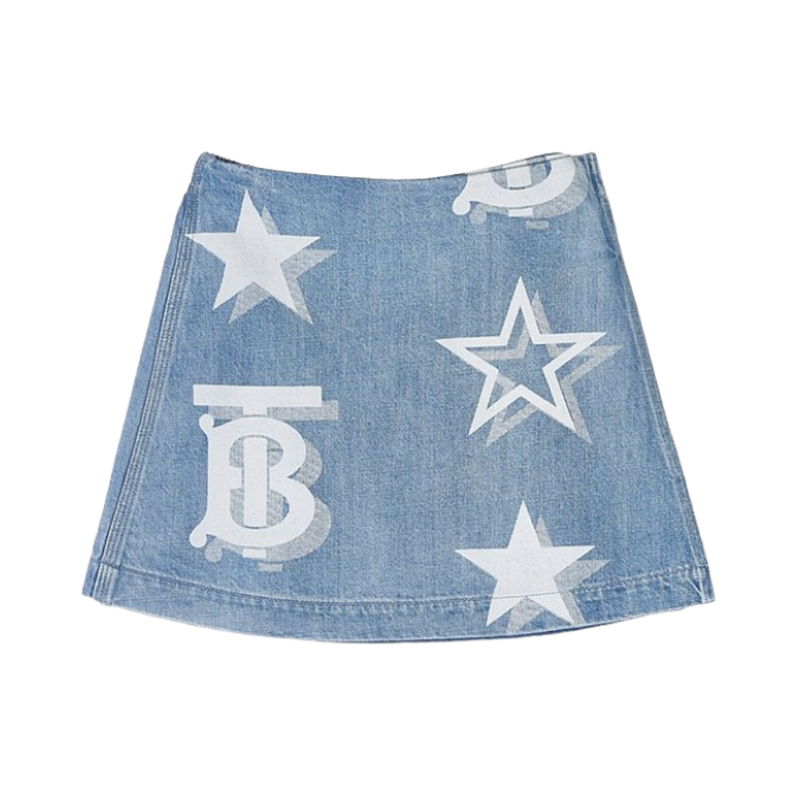 8061233 (Kids) Burberry TB Star Print Denim Skirt Pale Blue