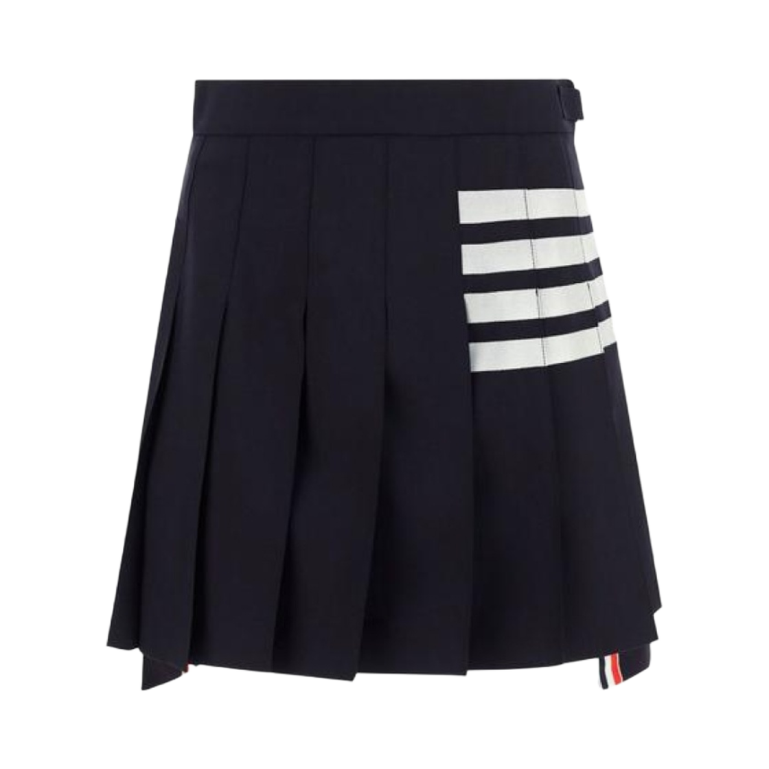 (W) 톰브라운 플레인 위브 미니 플리츠 사선 스커트 네이비((W) Thom Browne Plain Weave Mini Pleated 4-Bar Skirt Navy)