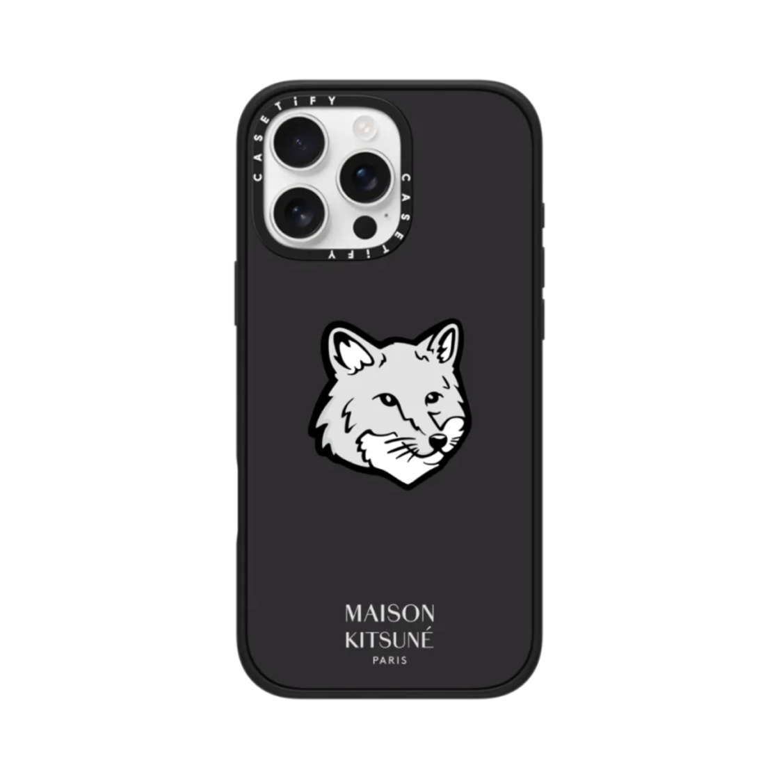 케이스티파이 x 메종 키츠네 아이폰 블랙 맥세이프 임팩트 케이스 매트 블랙(Casetify x Maison Kitsune iPhone Black Magsafe Impact Case Matte Black)