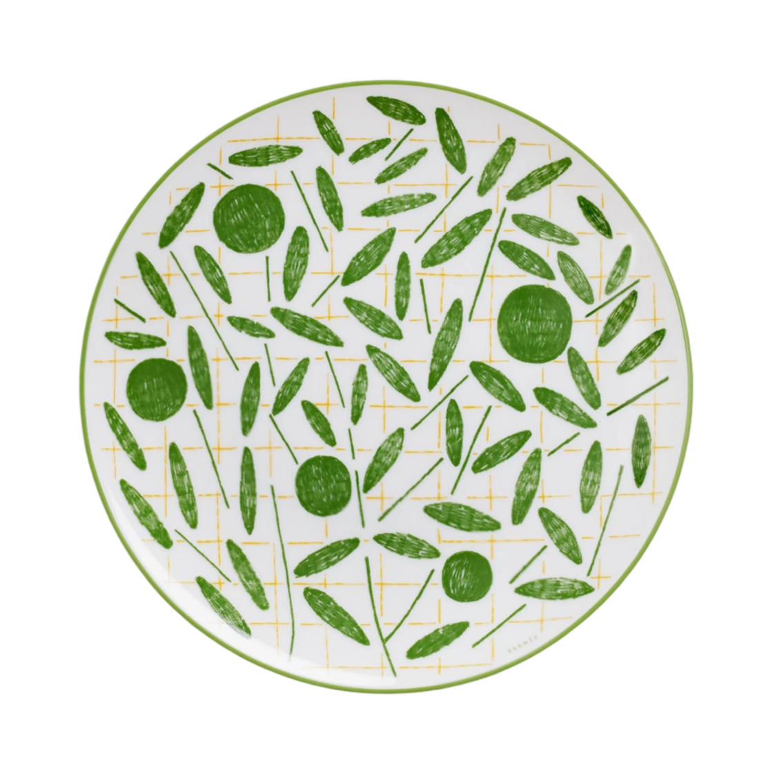 에르메스 어 워크 인 더 가든 디저트 플레이트 그린 (1개입)(Hermes A Walk in The Garden Dessert Plate Green (1 Plate)) - 1