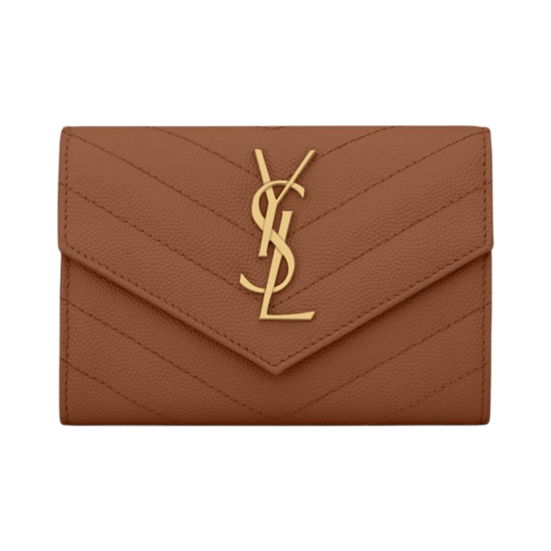 생로랑 그랑드 뿌드르 엠보스드 레더 카산드라 마틀라세 스몰 엔벨로프 지갑 다크 내츄럴 골드(Saint Laurent Cassandre Matelasse Small Envelope Wallet in Grain de Poudre Embossed Leather Dark Natural Gold) - 1