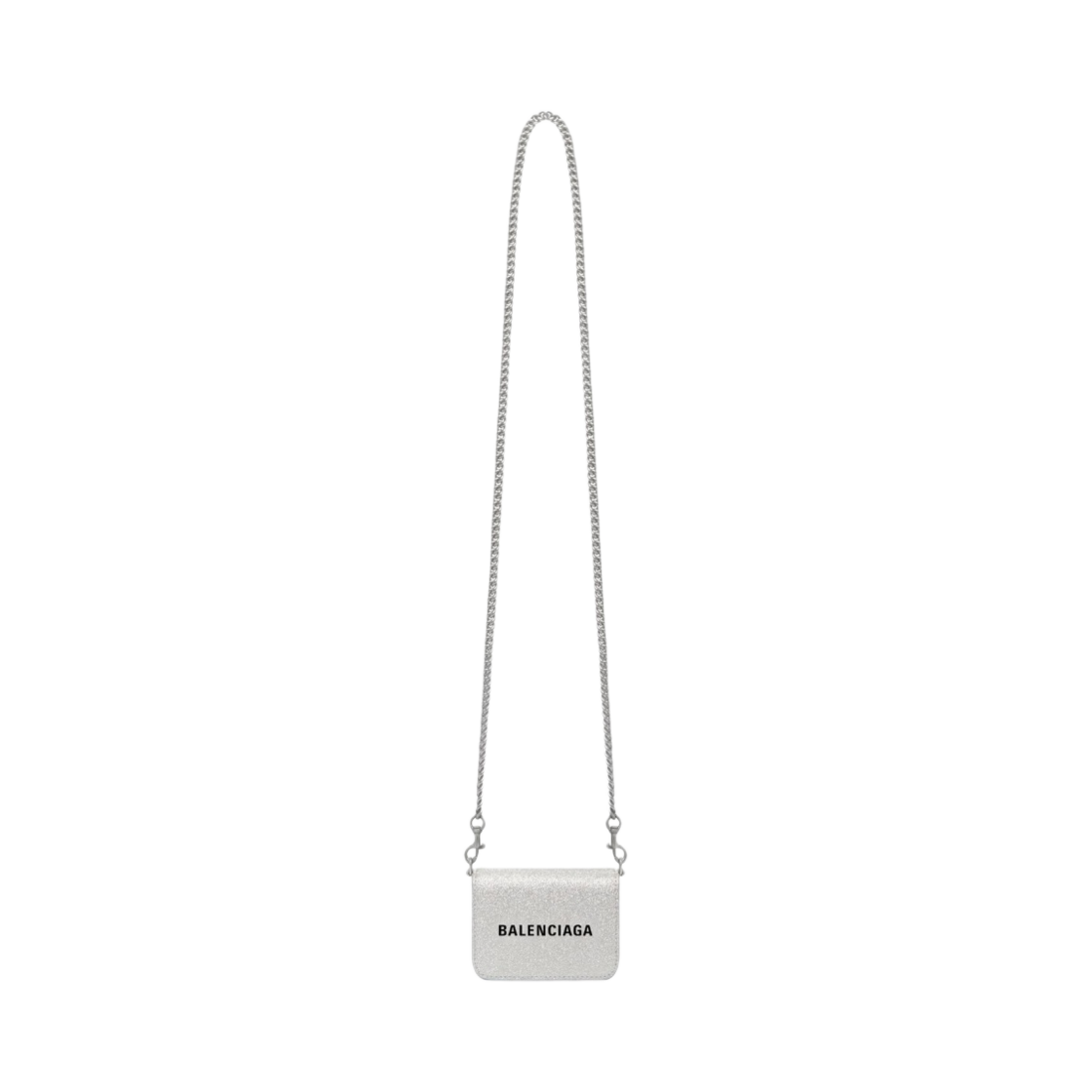 발렌시아가 스파클링 패브릭 캐쉬 미니 체인 지갑 실버(Balenciaga Cash Mini Wallet With Chain in Sparkling Fabric Silver) - 1