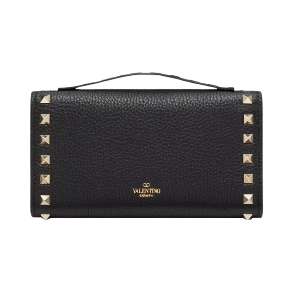 발렌티노 락스터드 그레이니 카프스킨 체인 스트랩 지갑 블랙(Valentino Rockstud Grainy Calfskin Wallet with Chain Strap Black) - 3