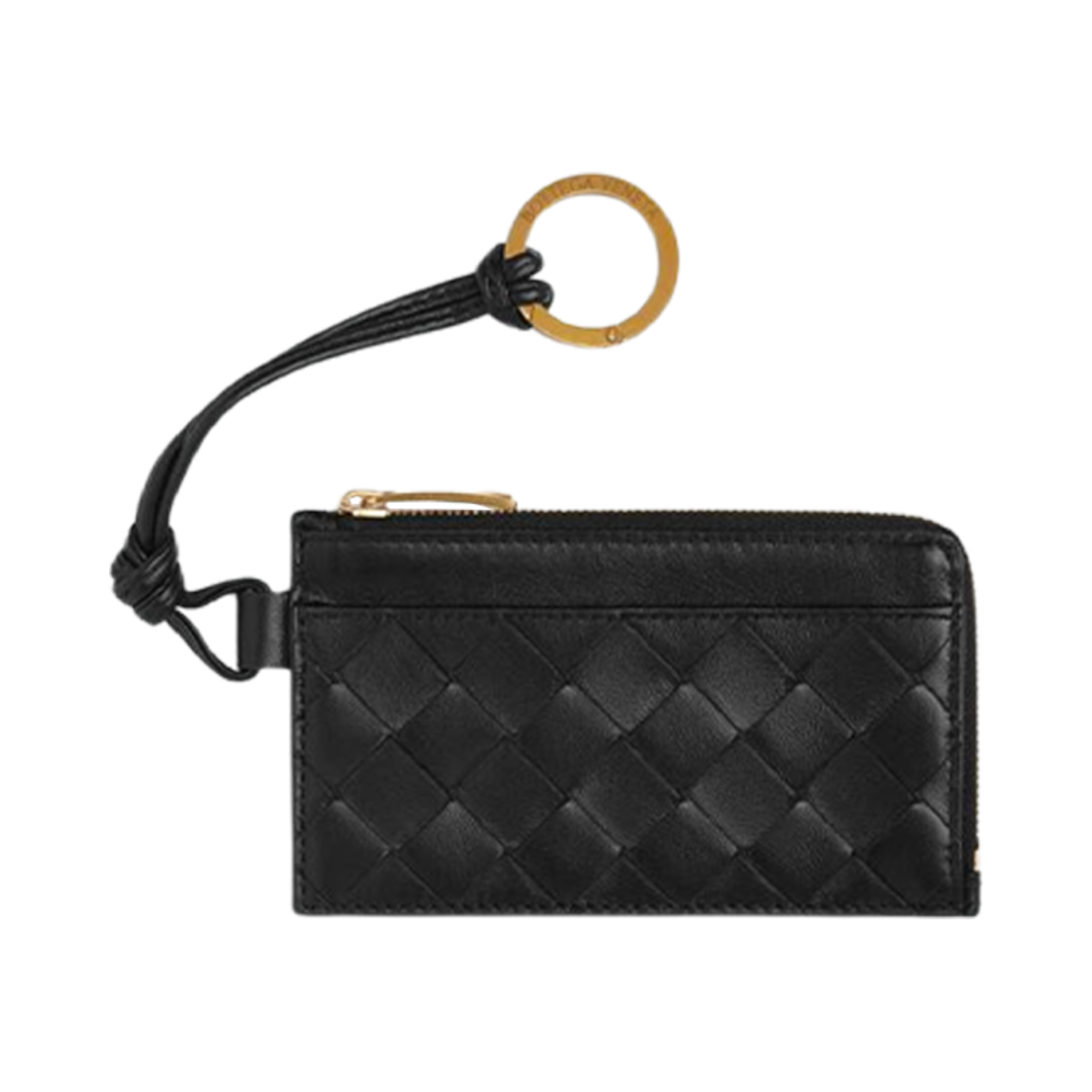 776032VCPP38425 Bottega Veneta Intrecciato L-Zipped Card Case Black