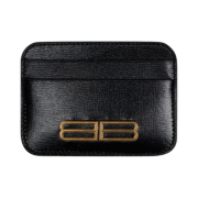 Balenciaga Stripe Embossed Calfskin Gossip Card Holder Black