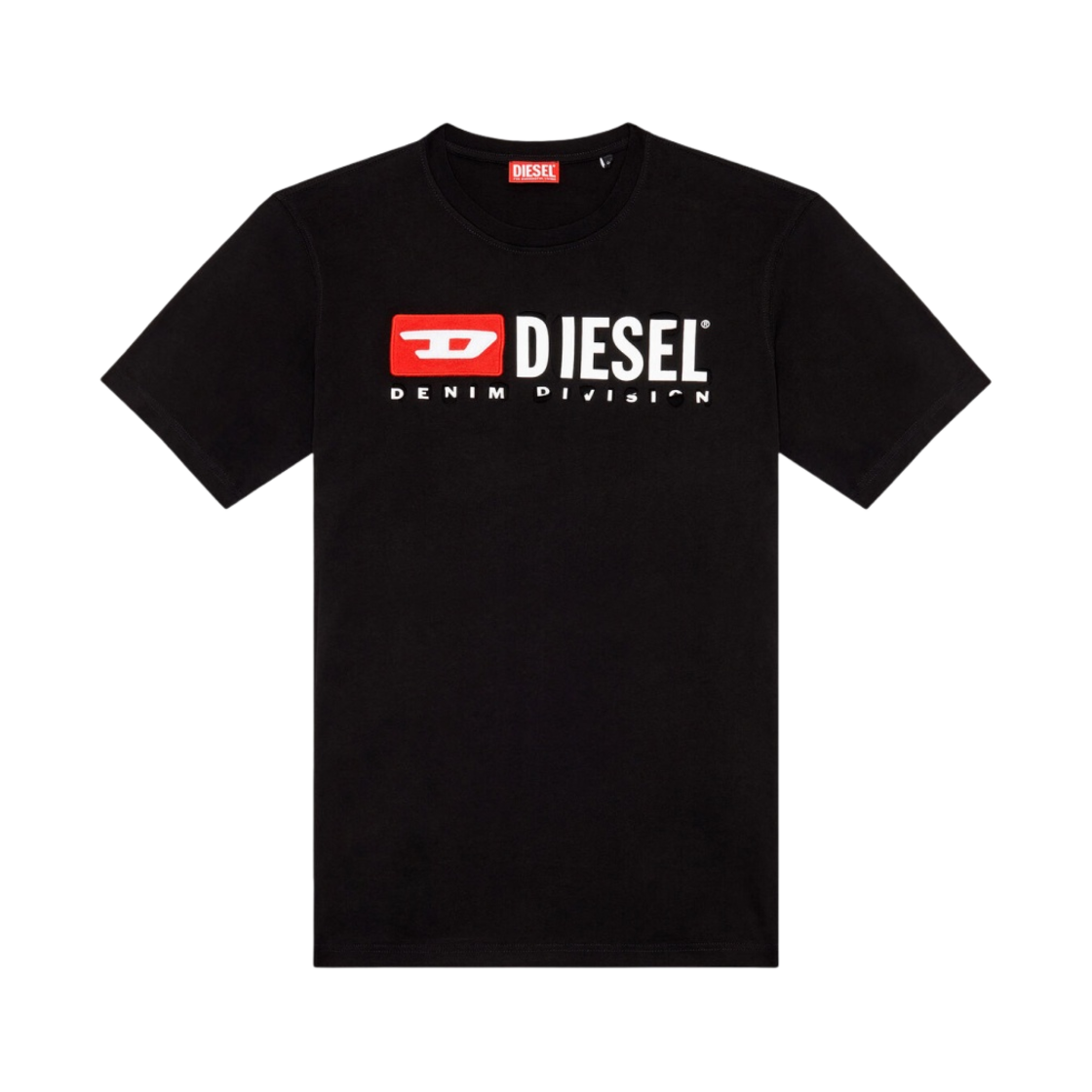 디젤 T-Just-딥스트로이드 필오프 레터스 티셔츠 블랙(Diesel T-Just-Divstroyed T-Shirt with Peel-Off Letters Black) - 1