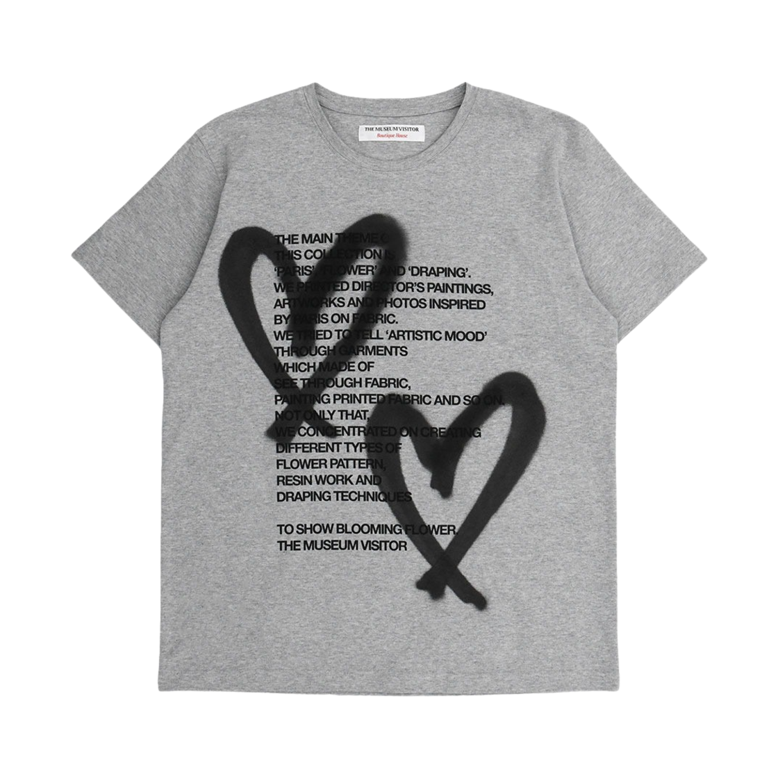 더뮤지엄비지터 하트 스프레이드 티셔츠 그레이