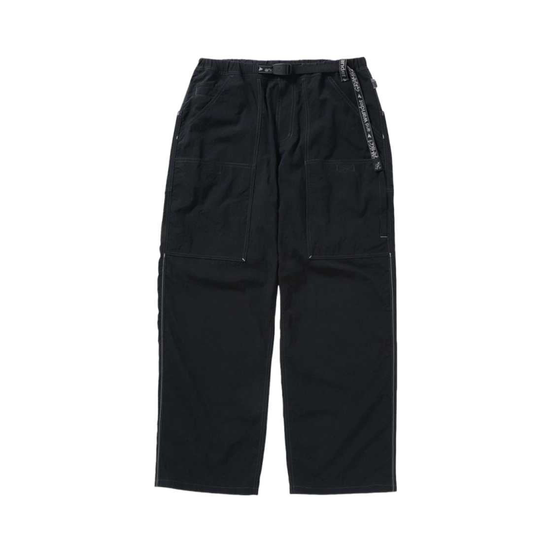 (W) 앤드 원더 x 그라미치 나일론 EQT 팬츠 블랙((W) And Wander x Gramicci Nylon EQT Pants Black)