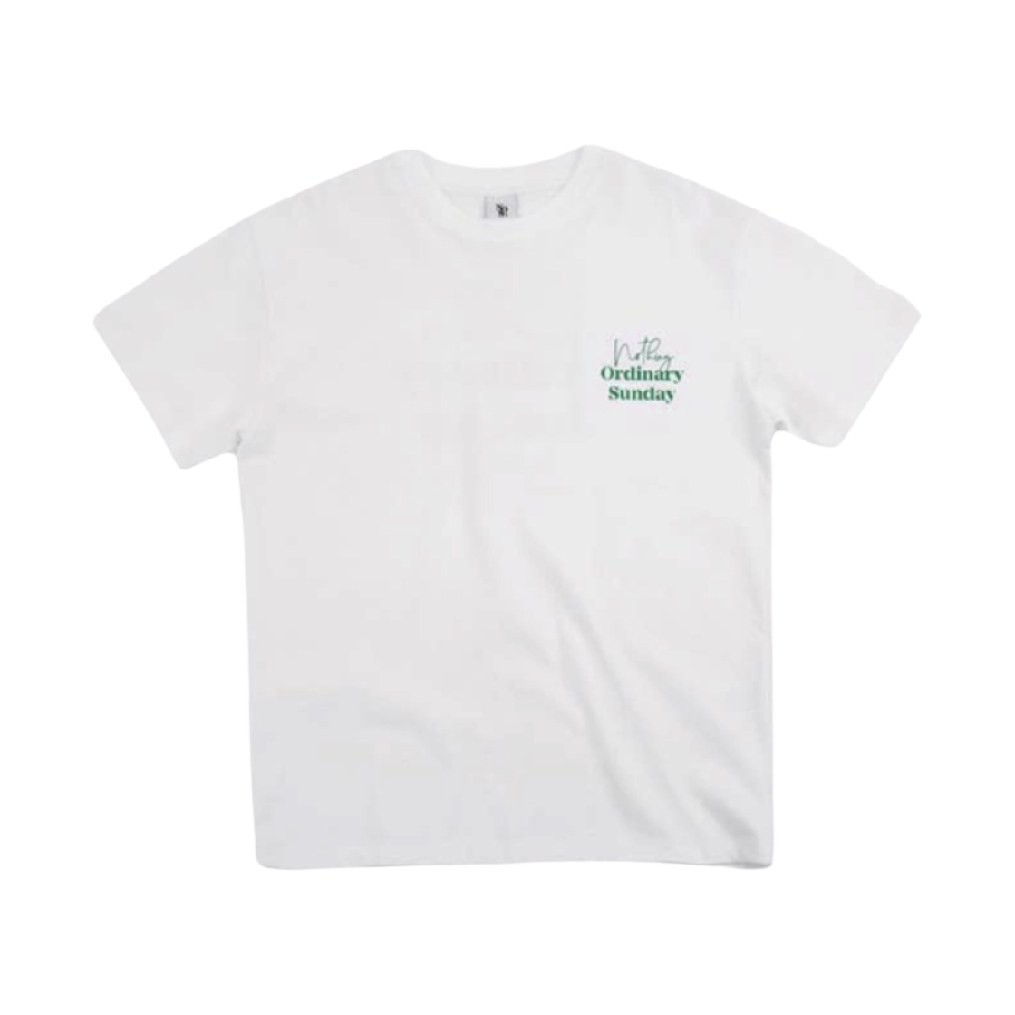NOS7 그린 커시브 로고 박스 핏 티셔츠 화이트(NOS7 Green Cursive Logo Box Fit T-Shirt White)