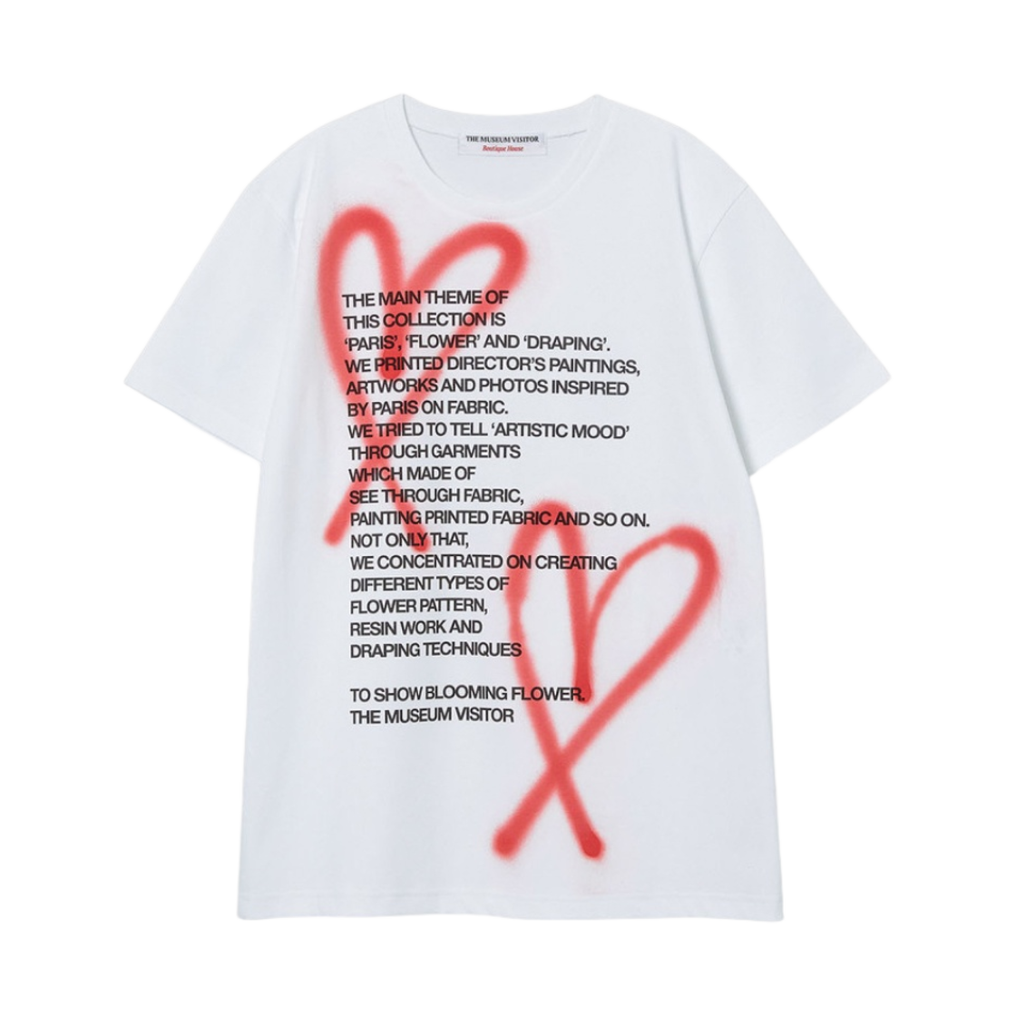 더뮤지엄비지터 하트 스프레이드 티셔츠 화이트(The Museum Visitor Heart Sprayed T-Shirt White)