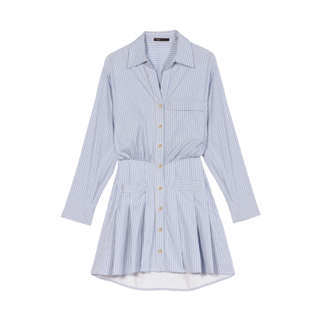 (W) 마쥬 스트라이프 셔츠 드레스 라이트 블루((W) Maje Striped Shirt Dress Light Blue)