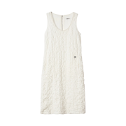 Enor Women Wrinkled Shirring Dress White