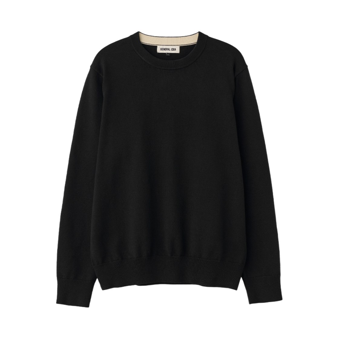 제너럴아이디어 맨 에센셜 미니멀 크루넥 풀오버 블랙(General Idea Man Essential Minimal Crew Neck Pullover Black) - 1
