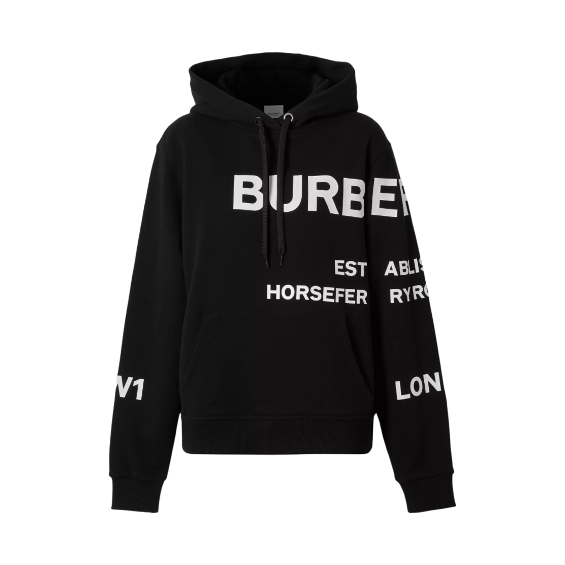 8040767 (W) Burberry Horseferry Print Cotton Oversized Hoodie Black - 대표 이미지 #1
