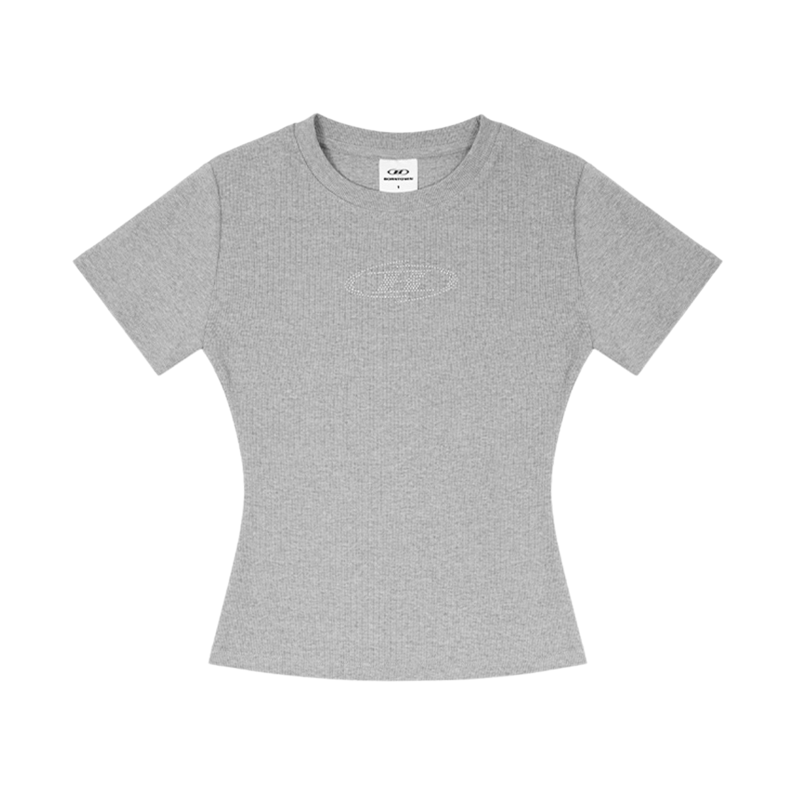 본투윈 스파클링 B 리브드 티셔츠 멜란지그레이