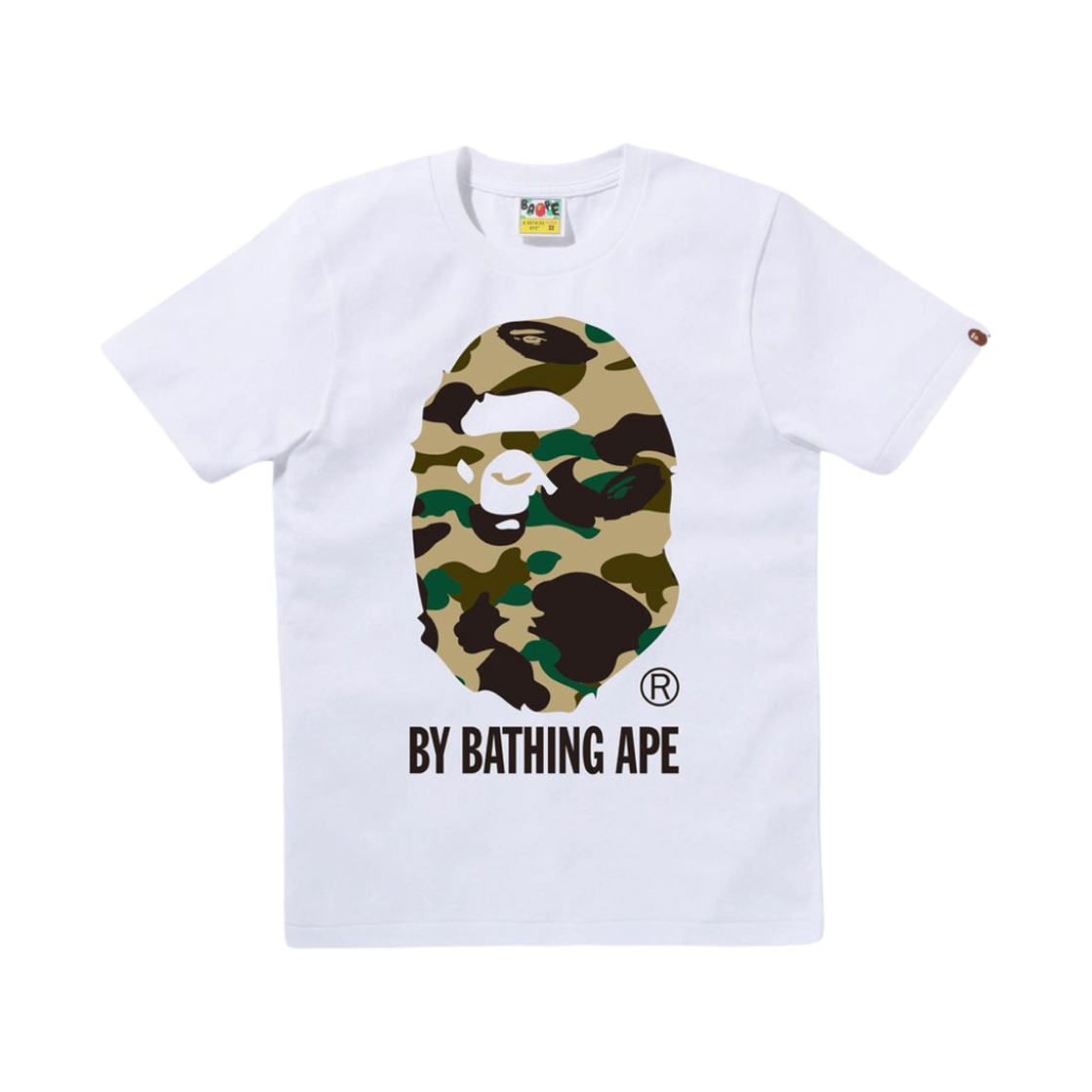 베이프 퍼스트 카모 바이 베이싱 에이프 티셔츠 화이트 옐로우