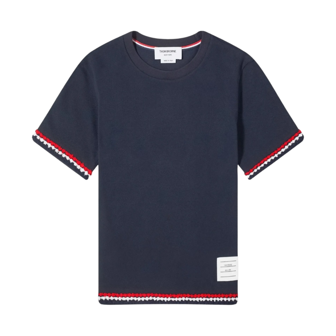 FJS174A-J0089-415 (W) Thom Browne RWB Stripe Cotton T-Shirt Blue