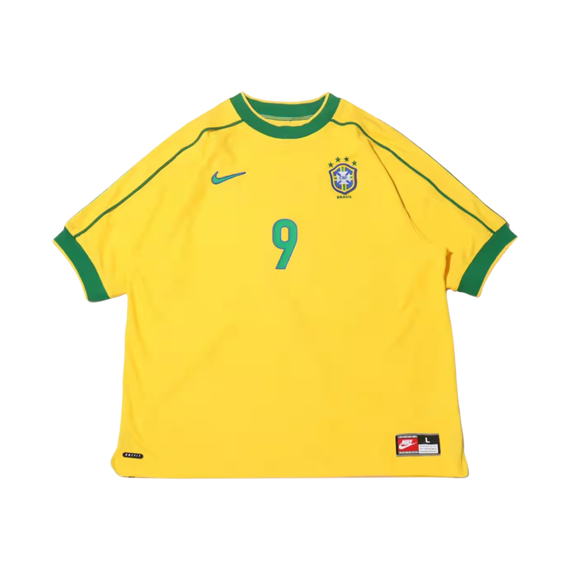 IB1155-741 Nike Brazil 1998 Reissue Soccer Replica Jersey Varsity Maize Ronaldo (Marking Ver.) - #2