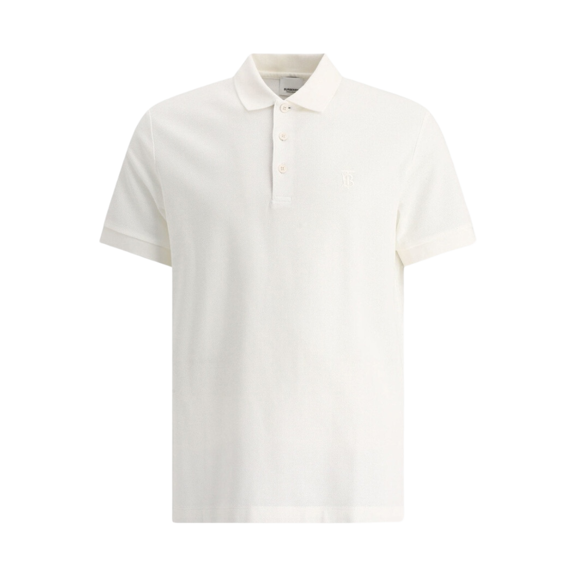 8014005 Burberry Monogram Motif Cotton Pique Polo Shirt White