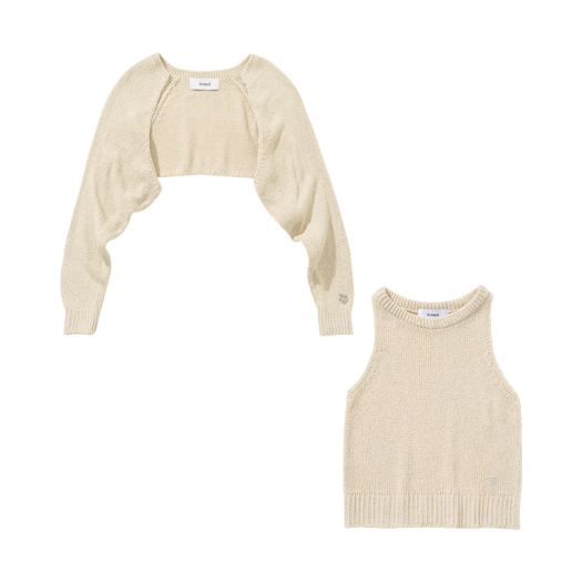 K25SSU10 Knitted W Summer Boucle Bolero Cardigan + Sleeveless Set