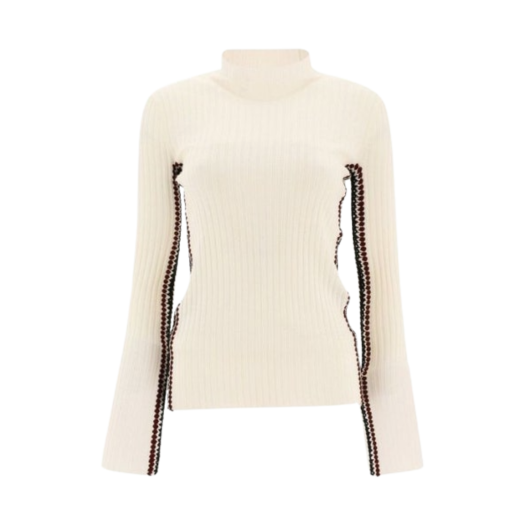C22AMP11520109 (W) Chloe High Neck Knit White Powder